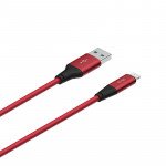 Wholesale Type C 3A Fast Charge Metal Nylon Woven Aluminum USB Cable 3ft (Red)